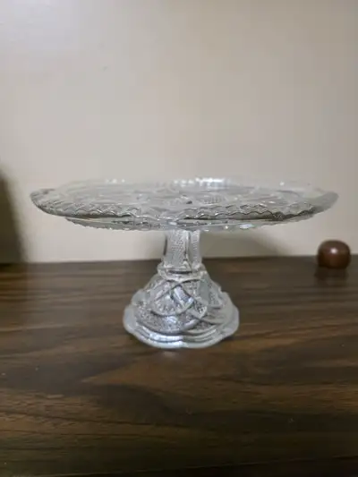 Vintage 1950s - 1960s Crystal Pedestal Cake Plate, View more