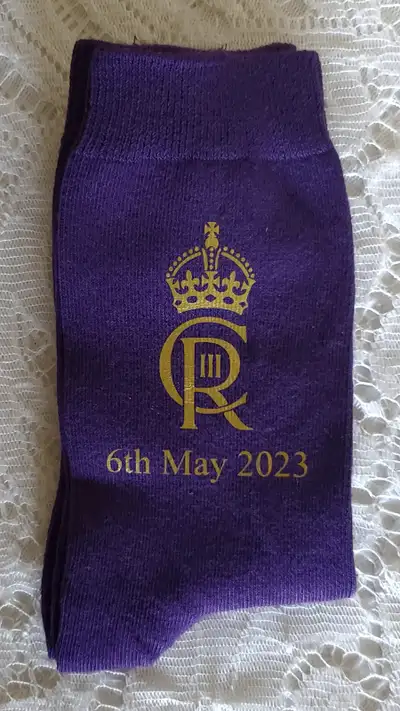 KING CHARLES III ROYAL PURPLE CORONATION ANKLE SOCKS, View more