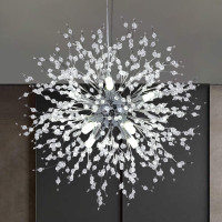 Elegant Crystal Chandelier , 8-Light Chrome, Fireworks
