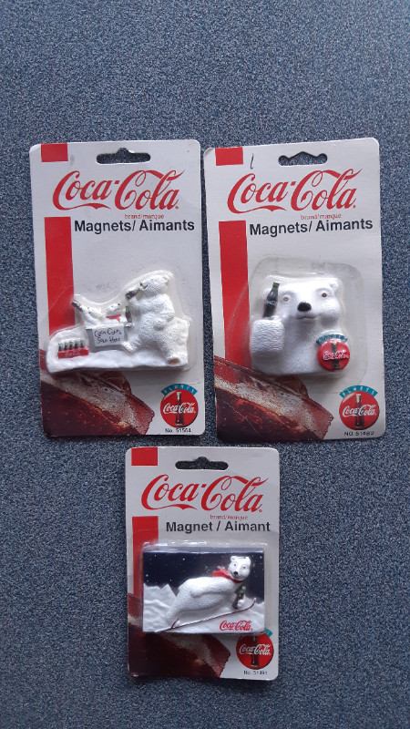 3 Aimant ours polaire Coca-Cola polar bear magnet dans Art et objets de collection  à Lévis