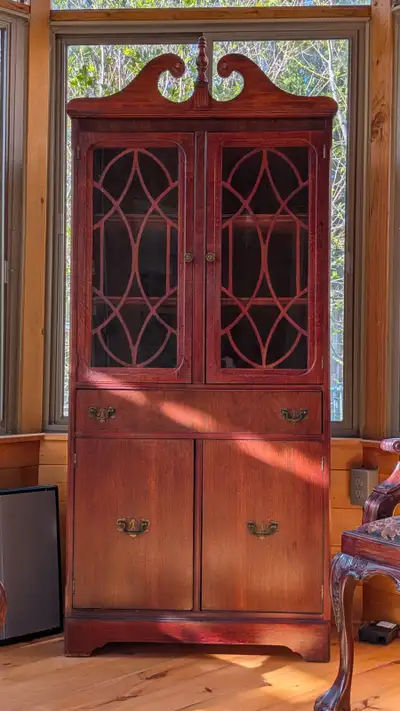 Antique Mahogany China Cabinet, View more