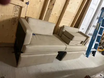 New just taken out of Rv. 32. inch base. 37 inch cushions. No table. Lite brown. New