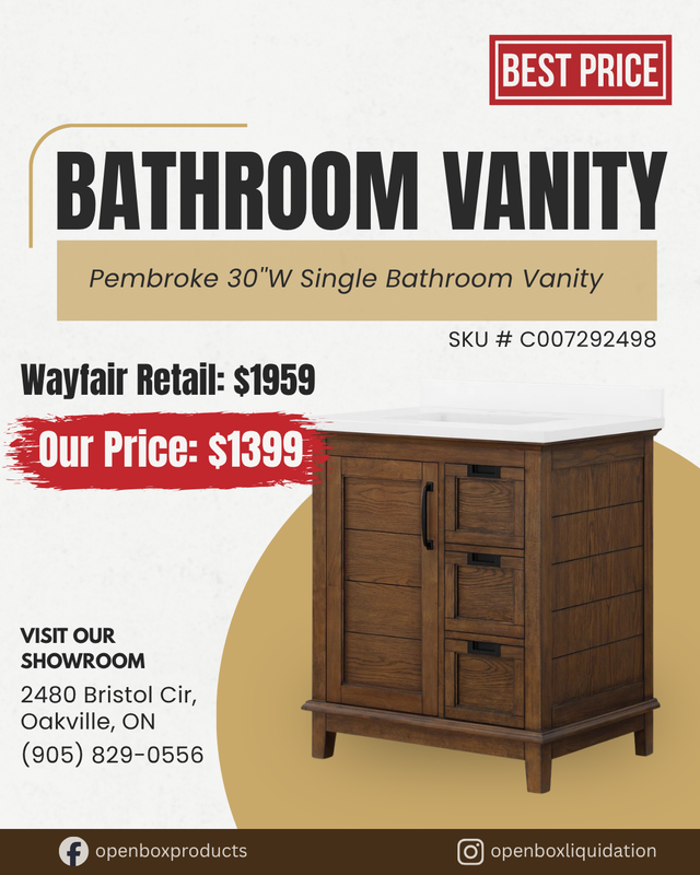 BRAND NEW 30''W Single Bathroom Vanity in Cabinets & Countertops in Oakville / Halton Region - Image 8