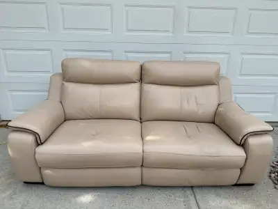 REAL LEATHER power reclining sofa…VERY GOOD CONDITION…ONLY $190, View more