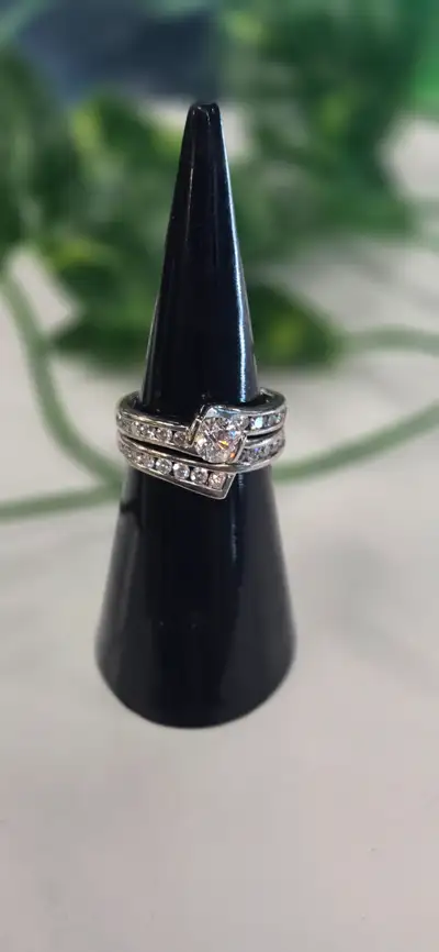 18kt. Palladium White Gold Rings Set with Diamonds - Size 5 - 7., View more