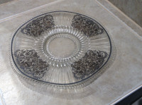 Vintage sterling silver overlay flower pattern plate 11"