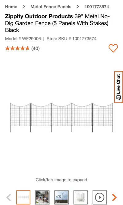 Metal Garden Fence Panels 39” No Digging, View more