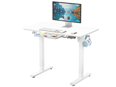 Sit-Stand Desk (White) – Height Adjustable, View more