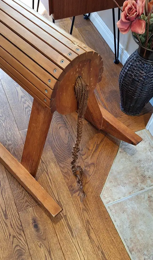 Mid Century Oak Wood Rocking Horse Deco in Arts & Collectibles in West Island - Image 6