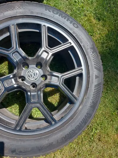 Selling good condition set of winter tires with rims for GLK. Staggered size tires. Asking 500 obo.