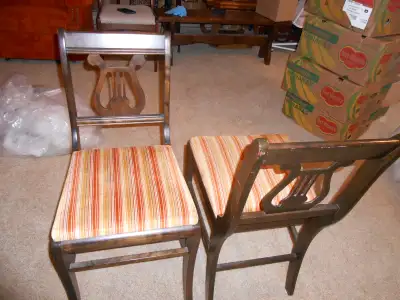 Pair duncan phyfe chairs 1"velour cushion, View more