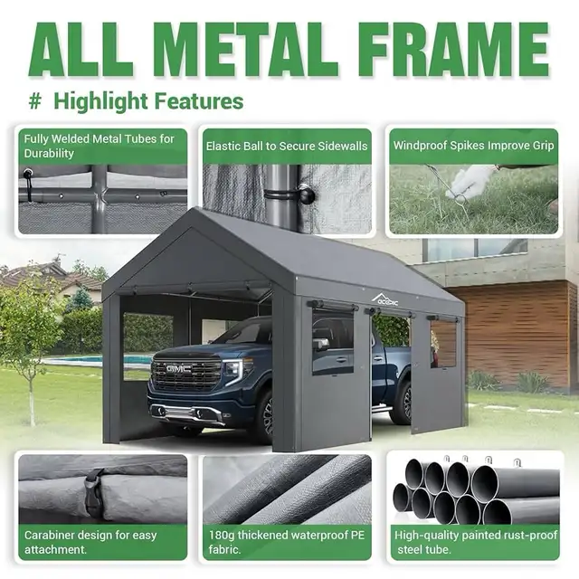 Carport, 11 x 20 ft Portable Garage with 2 Roll-Up Doors and Rem in Outdoor Tools & Storage in Markham / York Region - Image 7