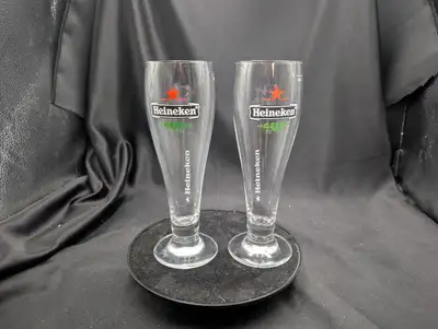 Heineken Footed Pilsner Beer Glasses Red Star Set of Two, View more