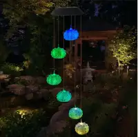 Sea Urchin Wind Chime with Built-in Solar Power LED Light