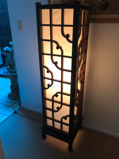 Old Vintage Japanese Tower Lamp (Rosewood Finish)., View more