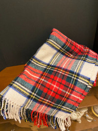 Rare Vintage Hudson Bay 100% Wool Throw Blanket Tartan Plaid