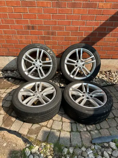 Selling a Set of OEM 19” Tesla Model S Rims On Goodyear tires. 3 tires are have ok tread, approx one...