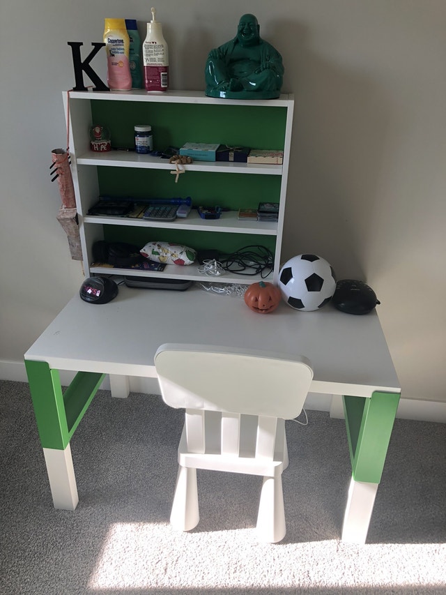 Ikea Childrens desk with attached bookshelf and chair Desks Calgary
