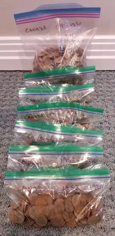Investment copper coins - 5 lb & 1 lb bags of Copper pennies, View more