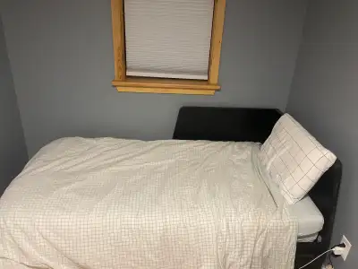 black twin bed (extends to queen) price negotiable, View more