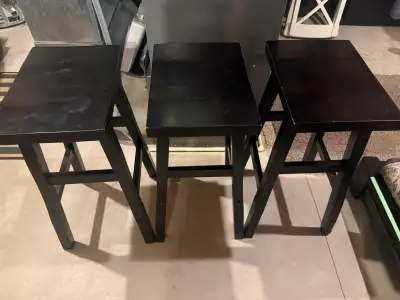 Three bar stools, View more
