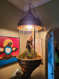 Beautiful vintage grist mill rain swag lamp 