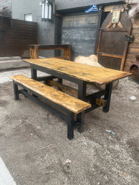 Outdoor or indoor dining table 6ft long with matching bench 