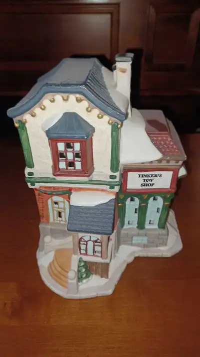 8"T Vintage Christmas Village Town Tinkers Toy Shop Store Decor, View more