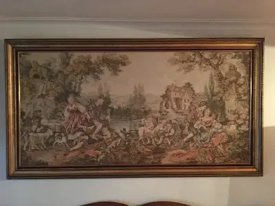 Vintage  framed tapestry artwork 1970’s showroom condition, View more
