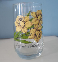 Vintage 1950s Brockway Flower of  Month Drinking Glass Daffodil