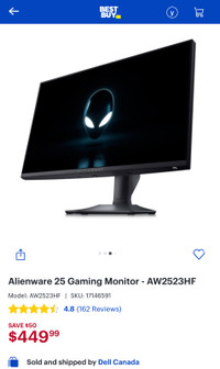 Alienware gaming monitor. 360Hz