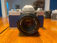 Minolta XD5 w/ NEW Blue Leather + Light Seals / 50mm f1.7 lens