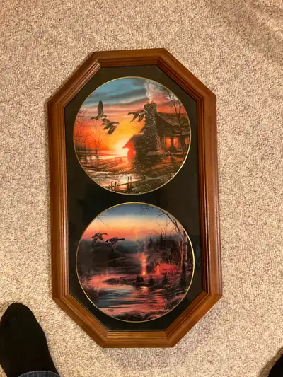 Bradford plates, terry redlin; golden retreat , twilight glow. 120.00$ with frame, 80.00$ without.