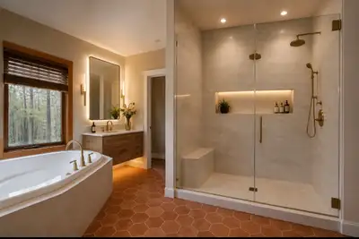 Demolition Waterproofing systems Kerdi Tile Installation Shower and bath installation Toilet, vanity...