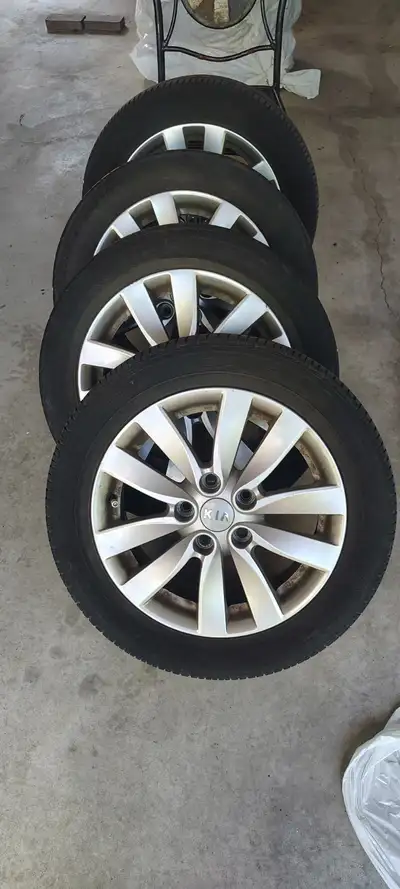 Selling a full set of 205/55R16 tires and original rims that came off a 2015 Kia Forte. Perfect if y...