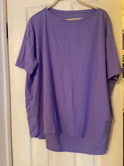 Lululemon organic cotton back in action purple shirt, View more