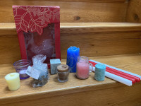 18 candles, 4 holders & 1 handmade box