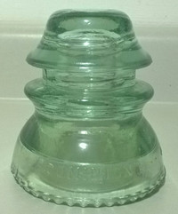 Antique Glass Telegraph Insulator Dominion 42,Light  Green
