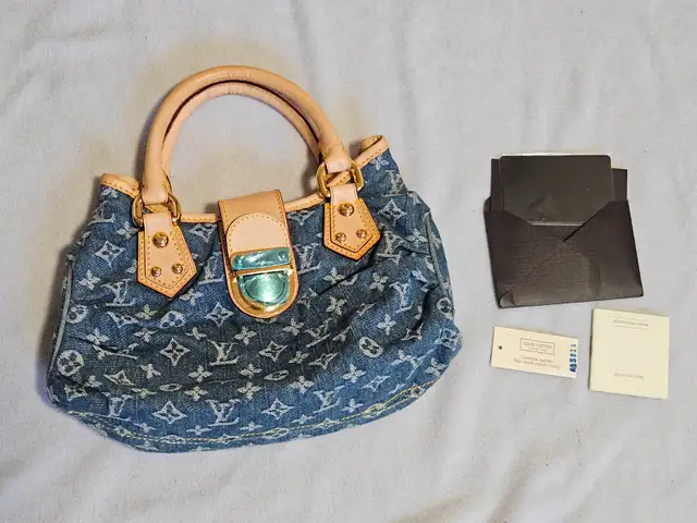 Louis Vuitton Monogram Denim Blue Pleaty Handbag
