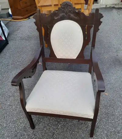 Vintage Carved Wood Armchair, View more