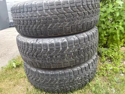 Three Firestone tubeless winter tires size 185/65R15 85% tread without Rim