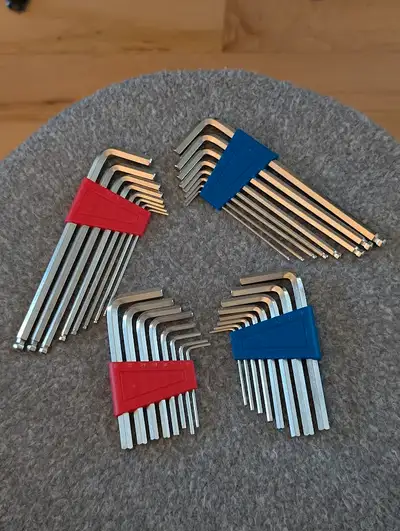 4 sets Allen wrenches/hex keys- 1/16-1/4in, 1.5-6.0mm, View more