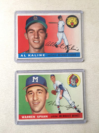 Vintage 1956 Topps Baseball Cards Al Kaline & Warren Spahn