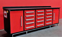 Durable 10ft Workbench with 15 Drawers and 2 Cabinets
