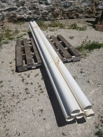 We have 5 lengths of used white PVC pipe for sale. These are 3 inch pipes and they are +9.5 feet lon...