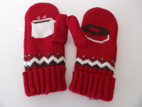 NEW 2016 Tim Hortons Mittens Coffee Mug and Donut Pattern Knit