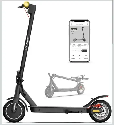 INVANTI E30 Electric Scooter with Smart APP, 32KM Range & 28KM/H, 350W Motor, 8.5" Solid Tires, Rear...