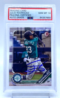 Julio Rodriguez 2019 Bowman Draft Autograph Card #BD-60 PSA/DNA