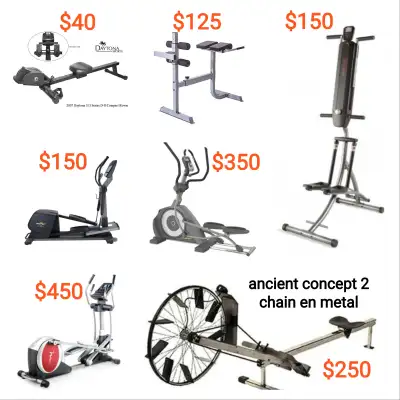 Liquidation fermeture rameur concept 2 rowing machine elliptique, View more