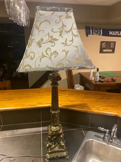 Vintage Cherub Angel Table Lamp Metal Brass Finish 33” Tall, View more